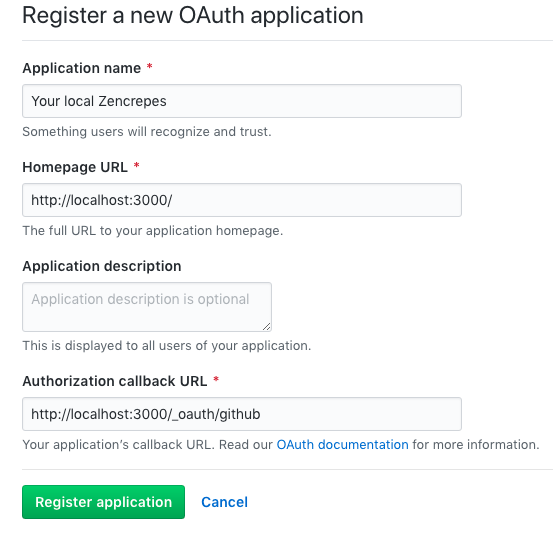 Register OAuth app
